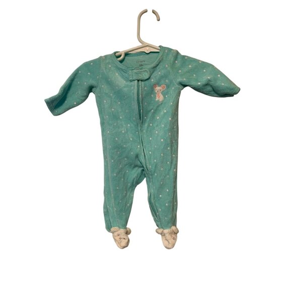 Carters Infant Baby Size Newborn Terry Cloth 1 piece bodysuit long sleeve full z - Picture 1 of 4